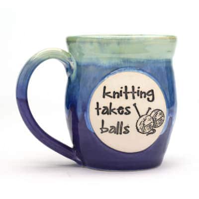 Knitting takes balls sweet pea 20 oz mug