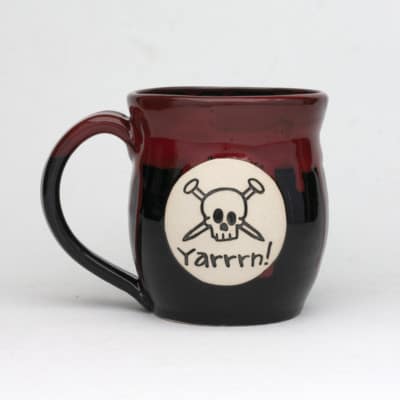 knit - Skull and cross needles, Yarrrrn! - 20 oz. Mug
