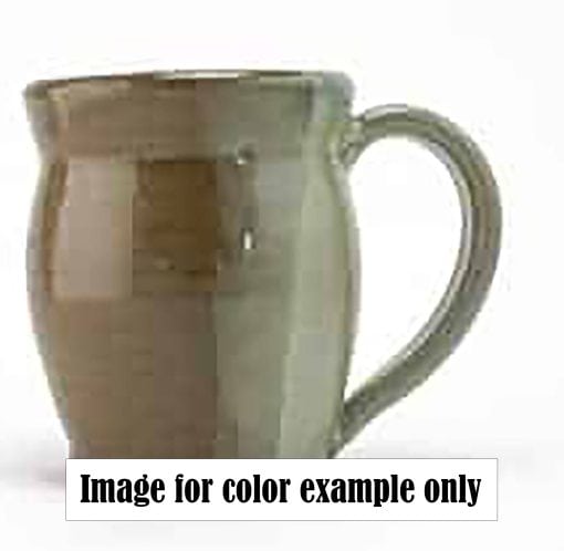 Greek iron side by side with Jade green mug on a white background with handle facing right. example