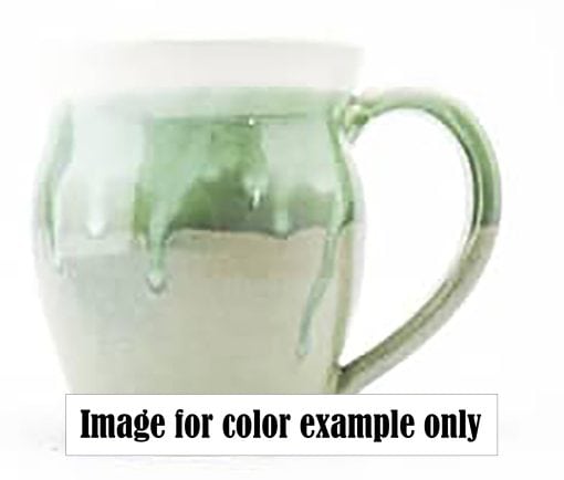 White over Jade Green mug on a white background with handle facing right. example only