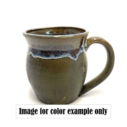 Cobalt blue over brown chicory mug on a white background with handle facing right. for example only